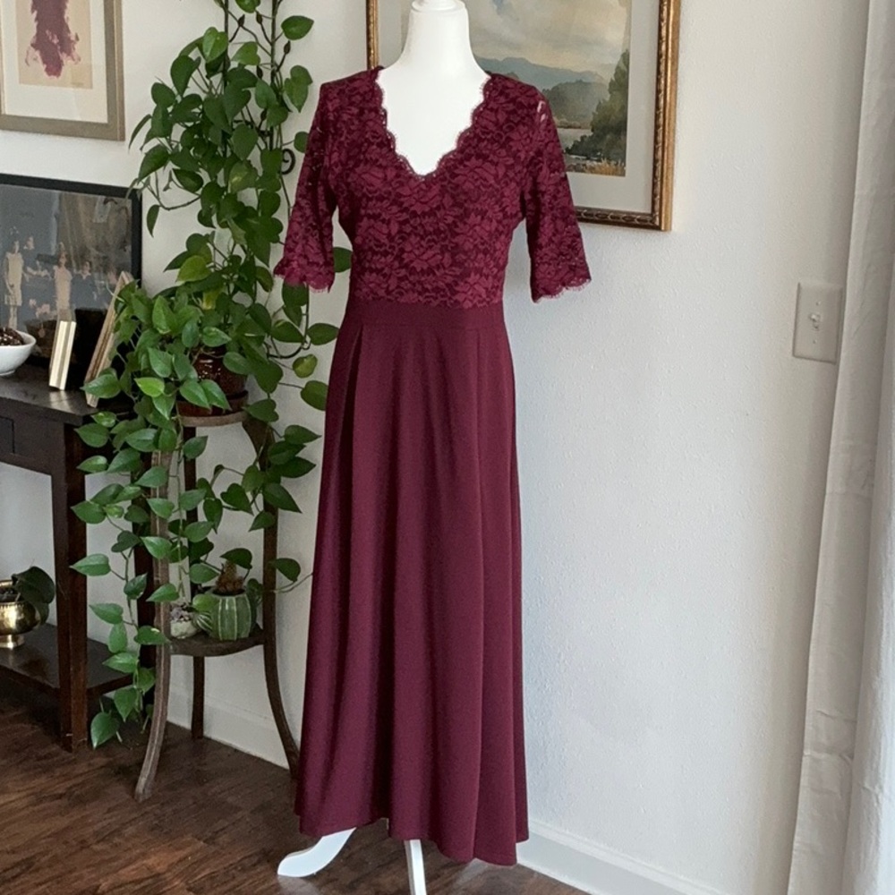 Elegant Burgundy Lace Dress